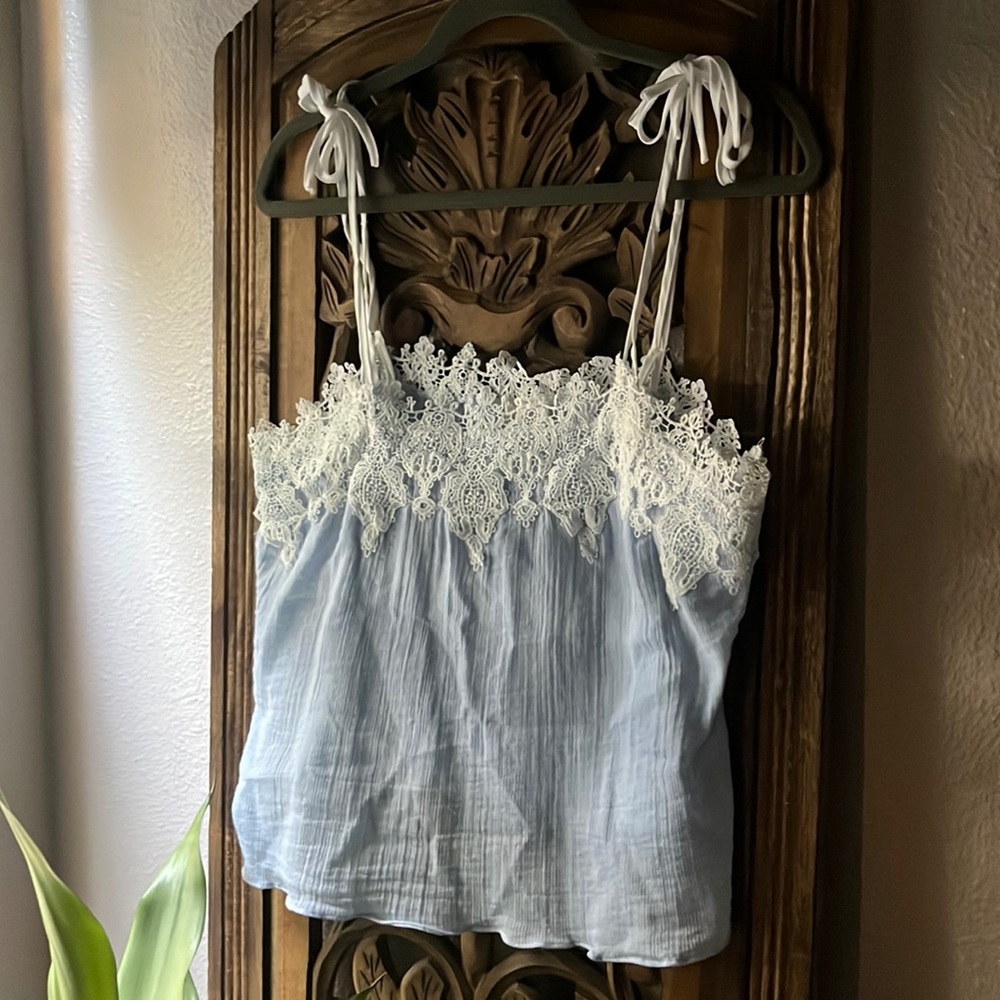 Anthropologie E by Eloise Lace Trim Top